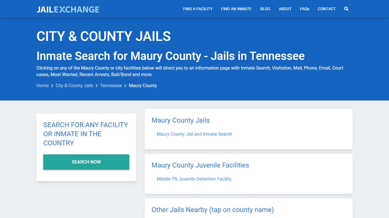 Inmate Search for Maury County | Jails in Tennessee - Jail Exchange